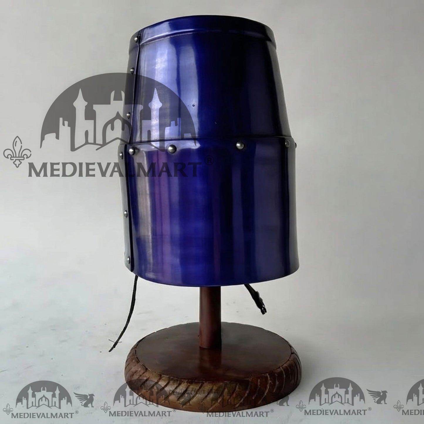 MEDIEVALMART Special Templar Crusader Knight Blue Finish Helmet W/H Free Stand