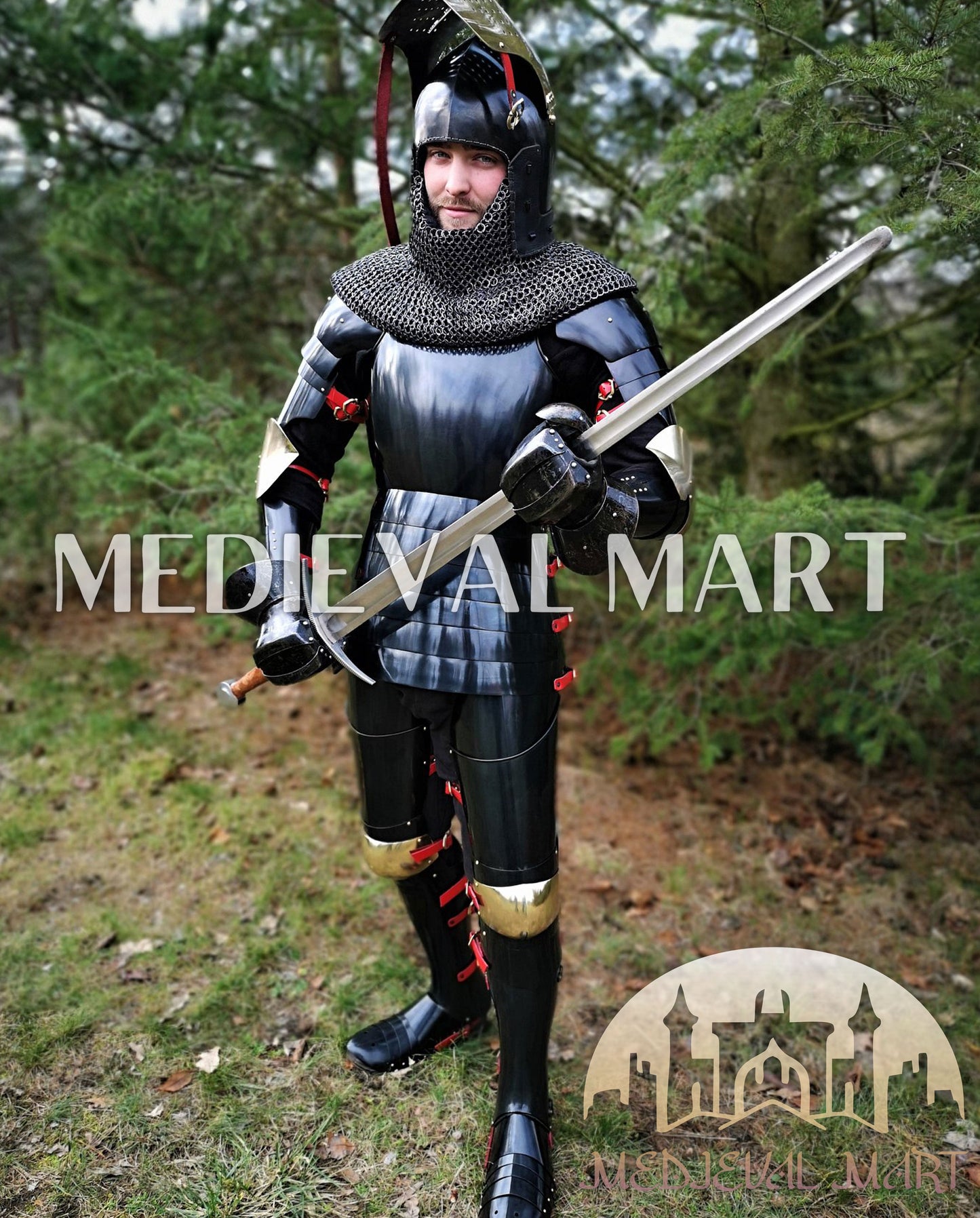 MEDIEVALMART Medieval Roman Empire Kastenbrust full Body Plate Armour Suit W/H Alexander (ROA 1332), Sword