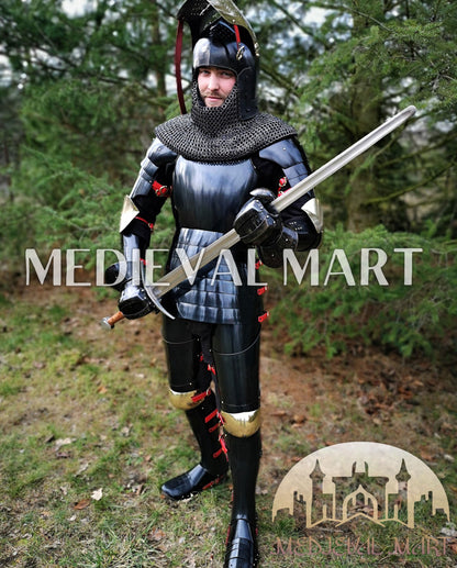 MEDIEVALMART Medieval Roman Empire Kastenbrust full Body Plate Armour Suit W/H Alexander (ROA 1332), Sword