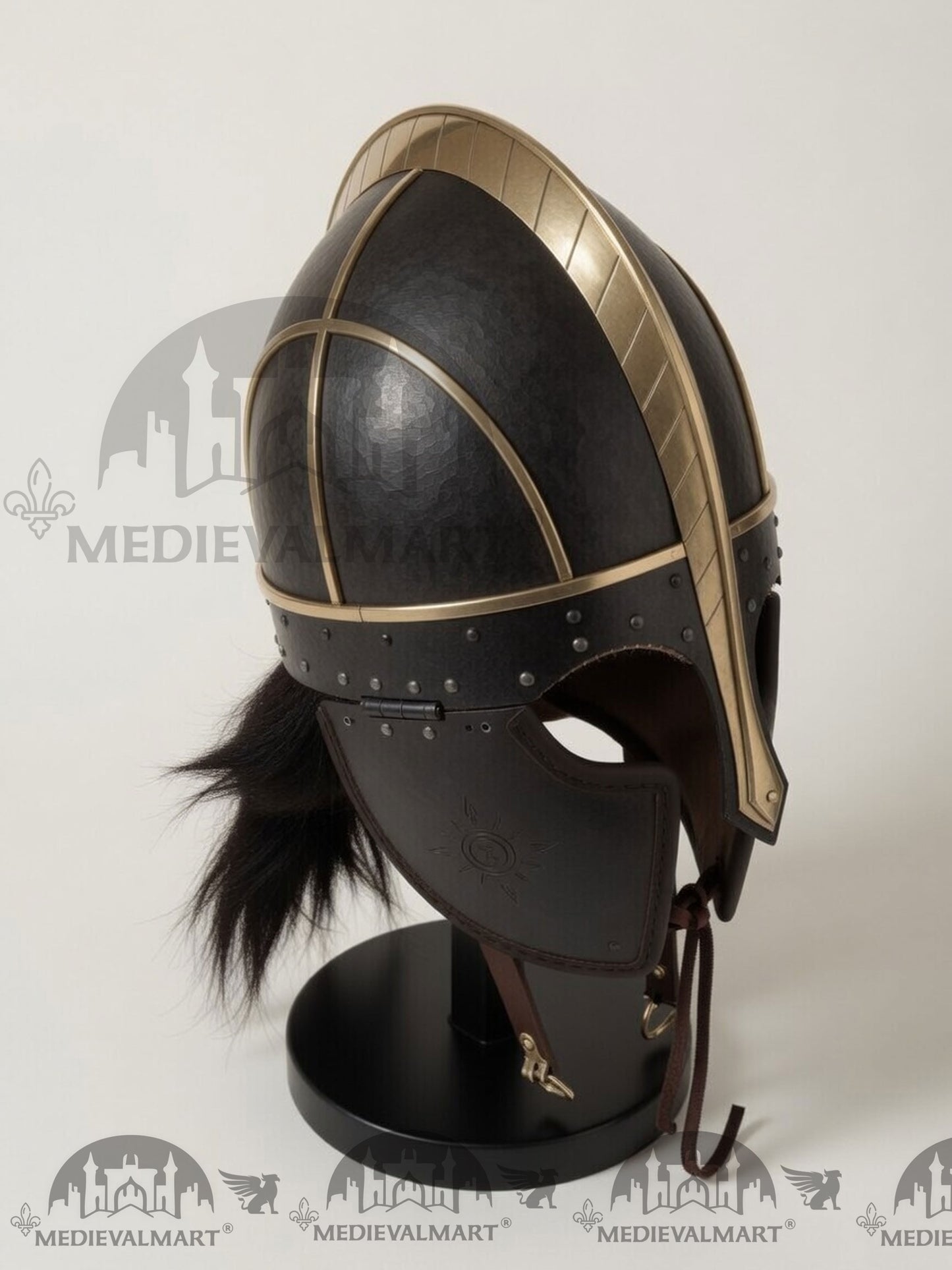 MEDIEVALMART Anglo Saxon Vendel Helmet – Medieval Viking Helmet with Brass Trim for Reenactment