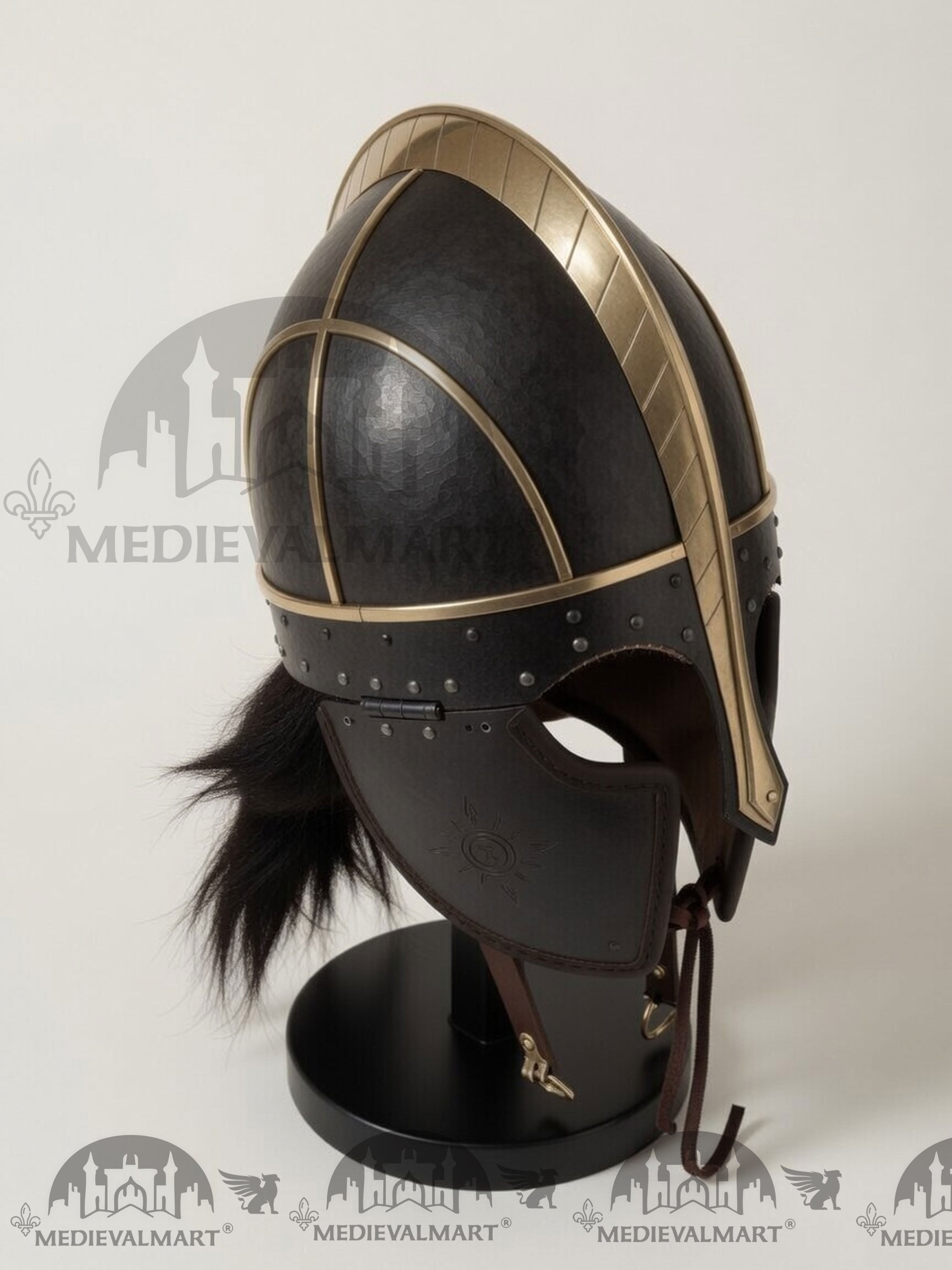MEDIEVALMART Anglo Saxon Vendel Helmet – Medieval Viking Helmet with Brass Trim for Reenactment