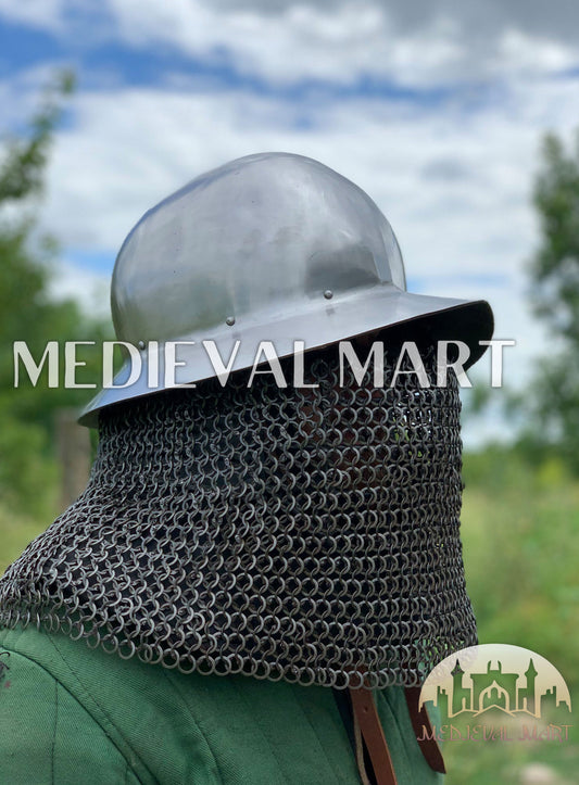 MEDIEVALMART Medieval Mens Celleta Kettle Helmet W/H Chainmail