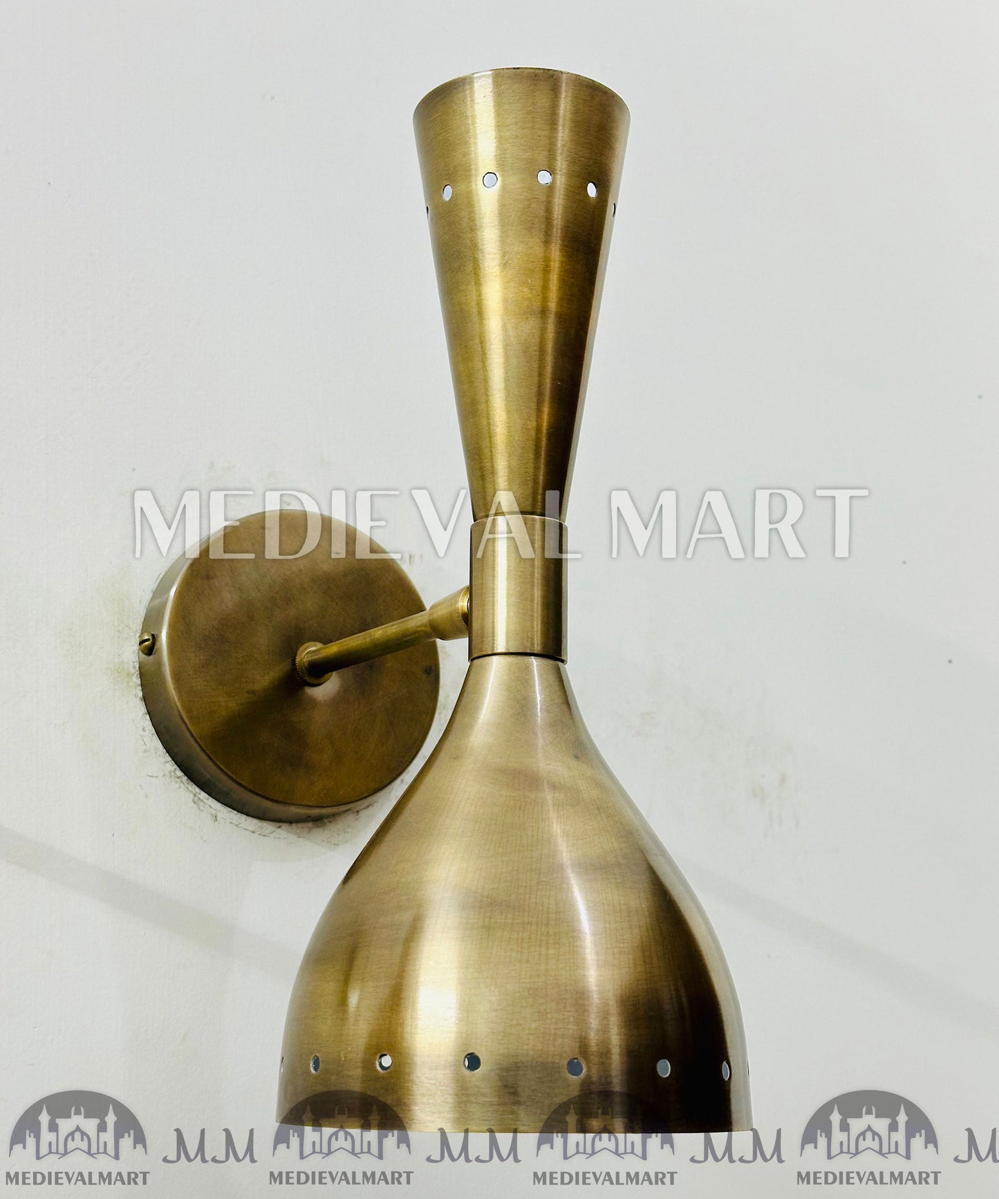 MEDIEVALMART 1950's Mid Century Brass Italian Diabolo Wall Sconce Fixture Lamps Diabolo Pair