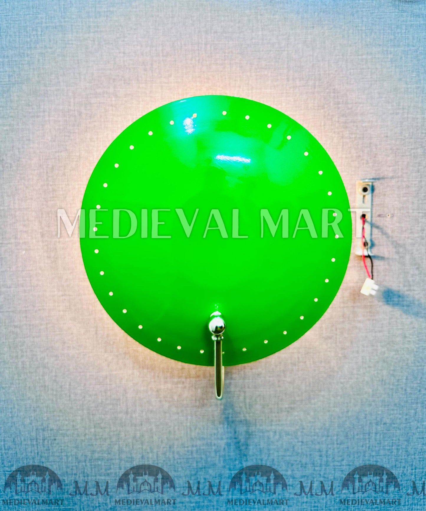 MEDIEVALMART Handmade Mid Century Modern Brass Wall Sconce - Green Shade