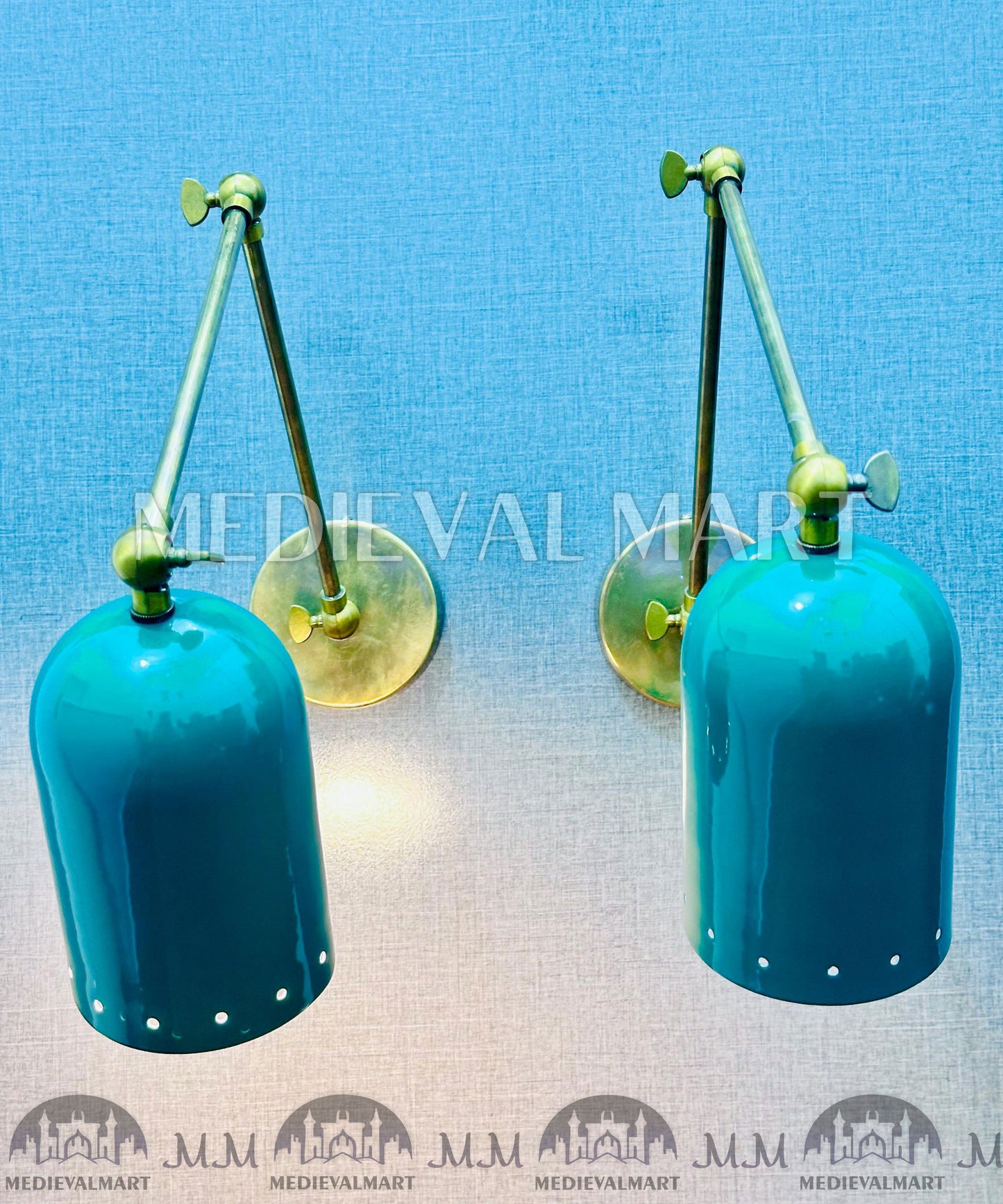 MEDIEVALMART Mid-Century Italian Brass Diabolo Wall Sconce - Bedside Lamp (Set of Two)