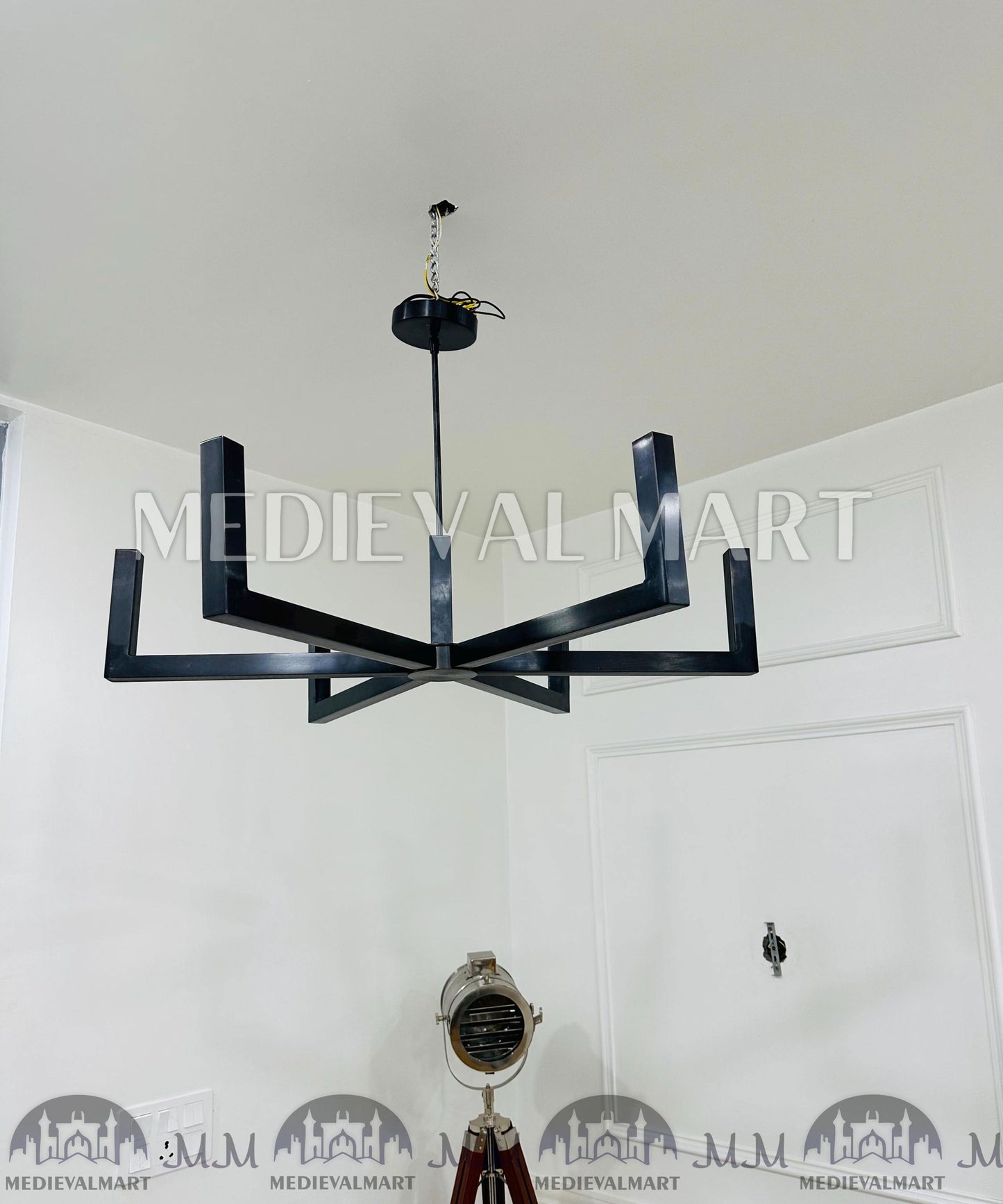 MEDIEVALMART Modern Brass 6 Arm Chandelier Mid Century Hand Made Sputnik Chandelier Light Fixture
