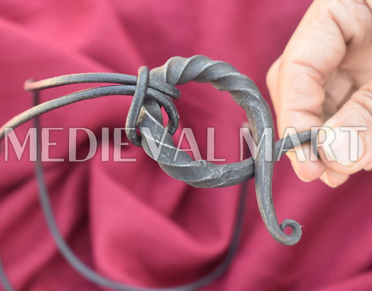 MEDIEVALMART Hand Forged Medieval Twisted Troll Cross Iron Pendent With Leather Cord