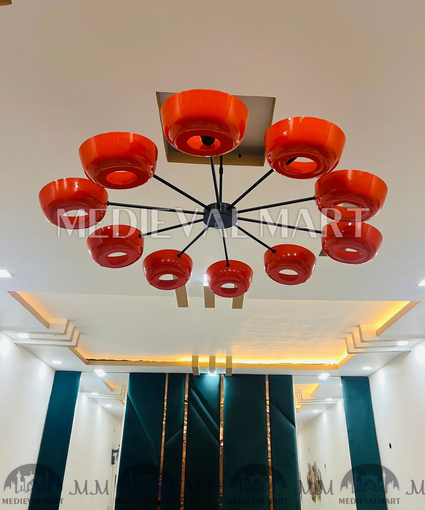 MEDIEVALMART Brass Sputnik Chandelier - 10 Arms Light Mid Century Beautifull Handcrafted Stilnovo Chandelier