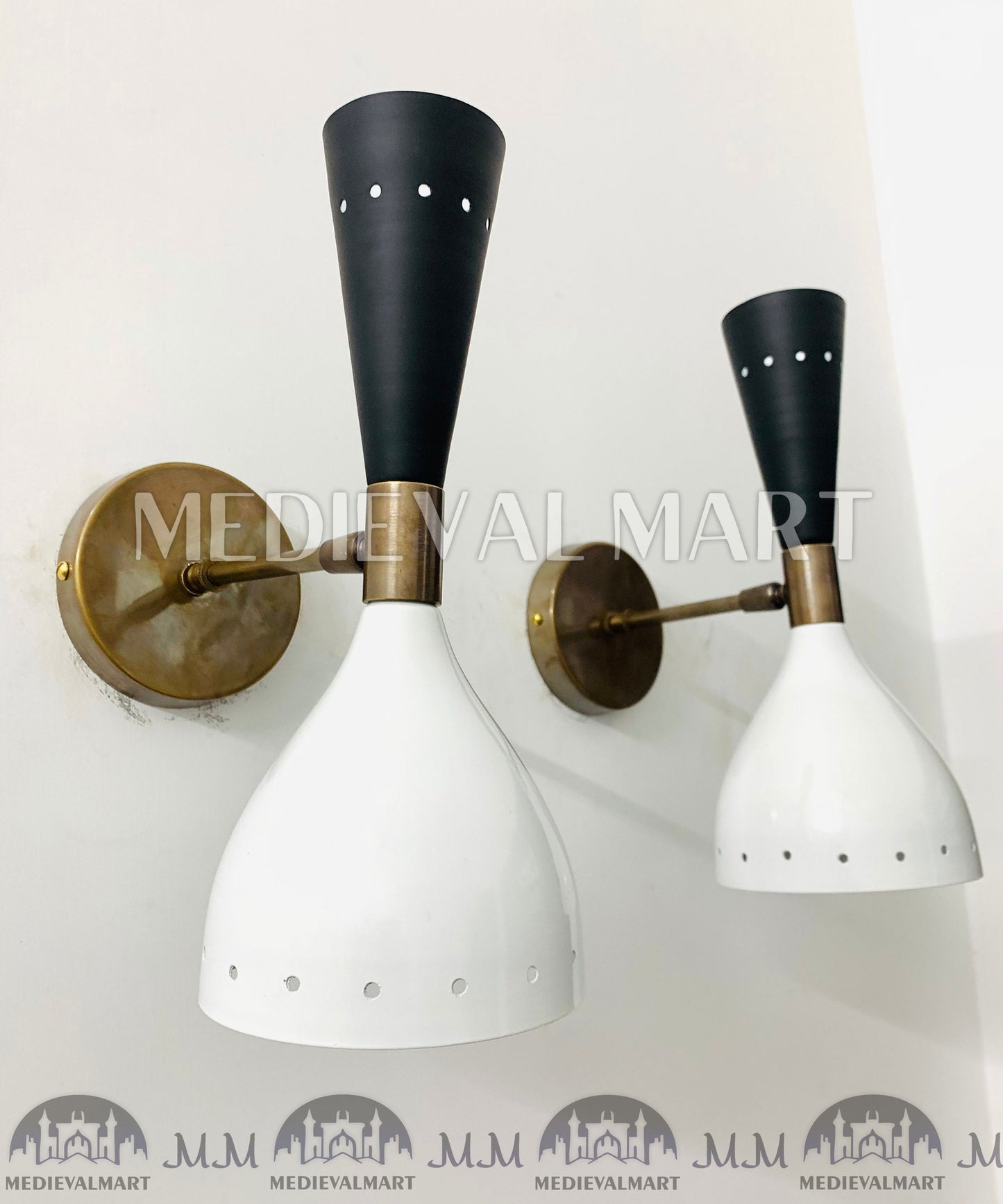 MEDIEVALMART 1950's Mid Century Wall Sconce Diabolo Pair of Modern Italian Wall Lights Fixture