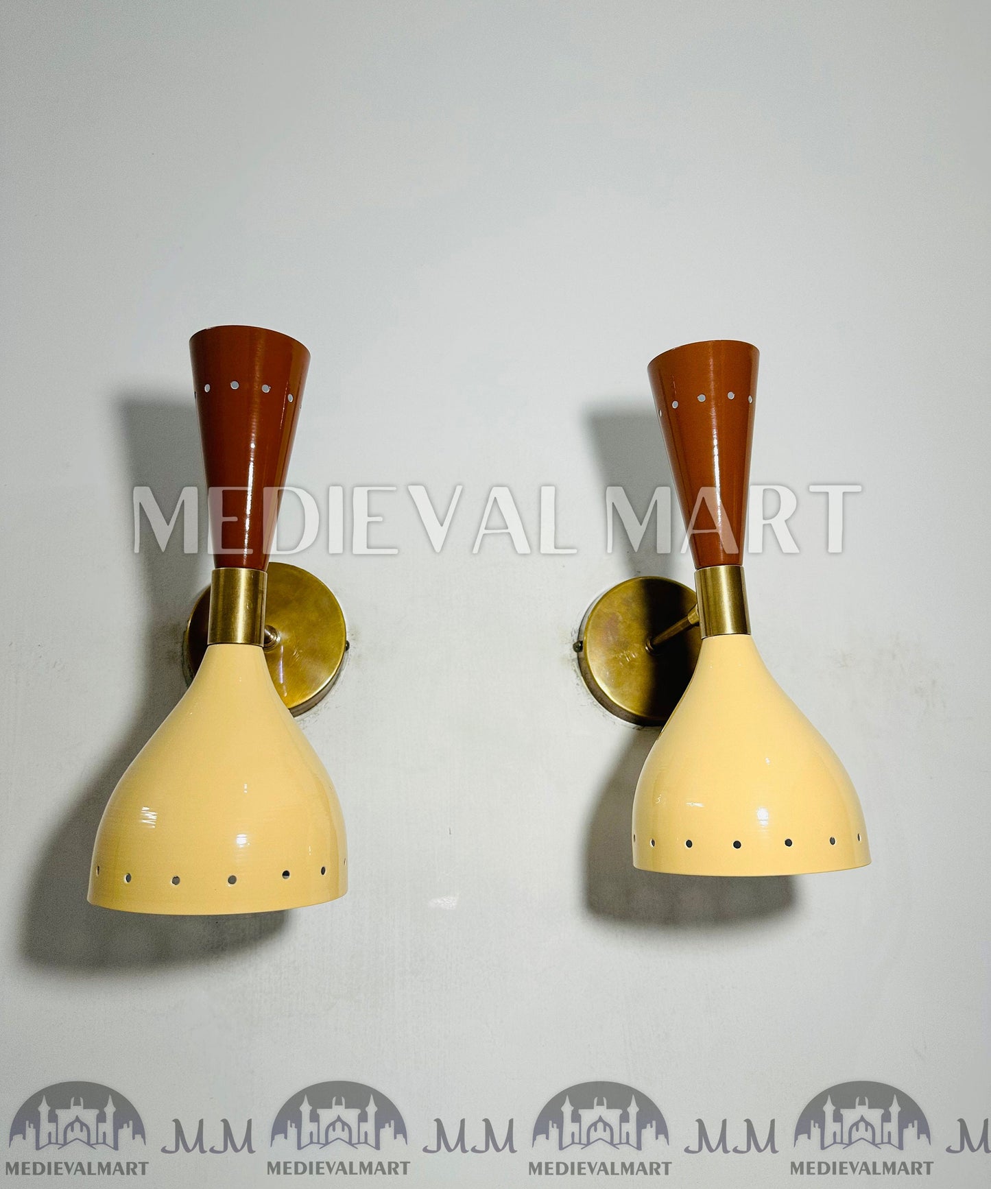 MEDIEVALMART Beige & White Mid Century Italian Adjustable Lamp Light Kitchen Wall Hanging