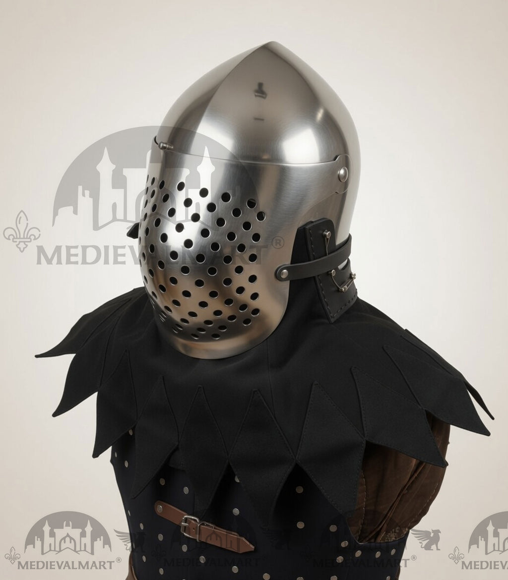 MEDIEVALMART Medieval Archaic “Eisenkopf” Bacinet Helmet Italian HMB; SCA "Bellifortis"