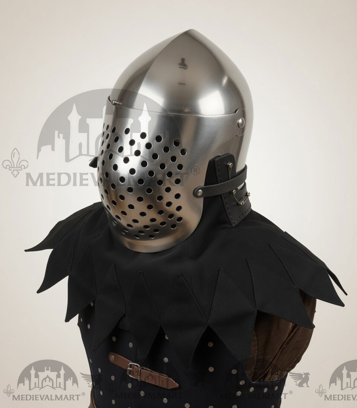 MEDIEVALMART Medieval Archaic “Eisenkopf” Bacinet Helmet Italian HMB; SCA "Bellifortis"