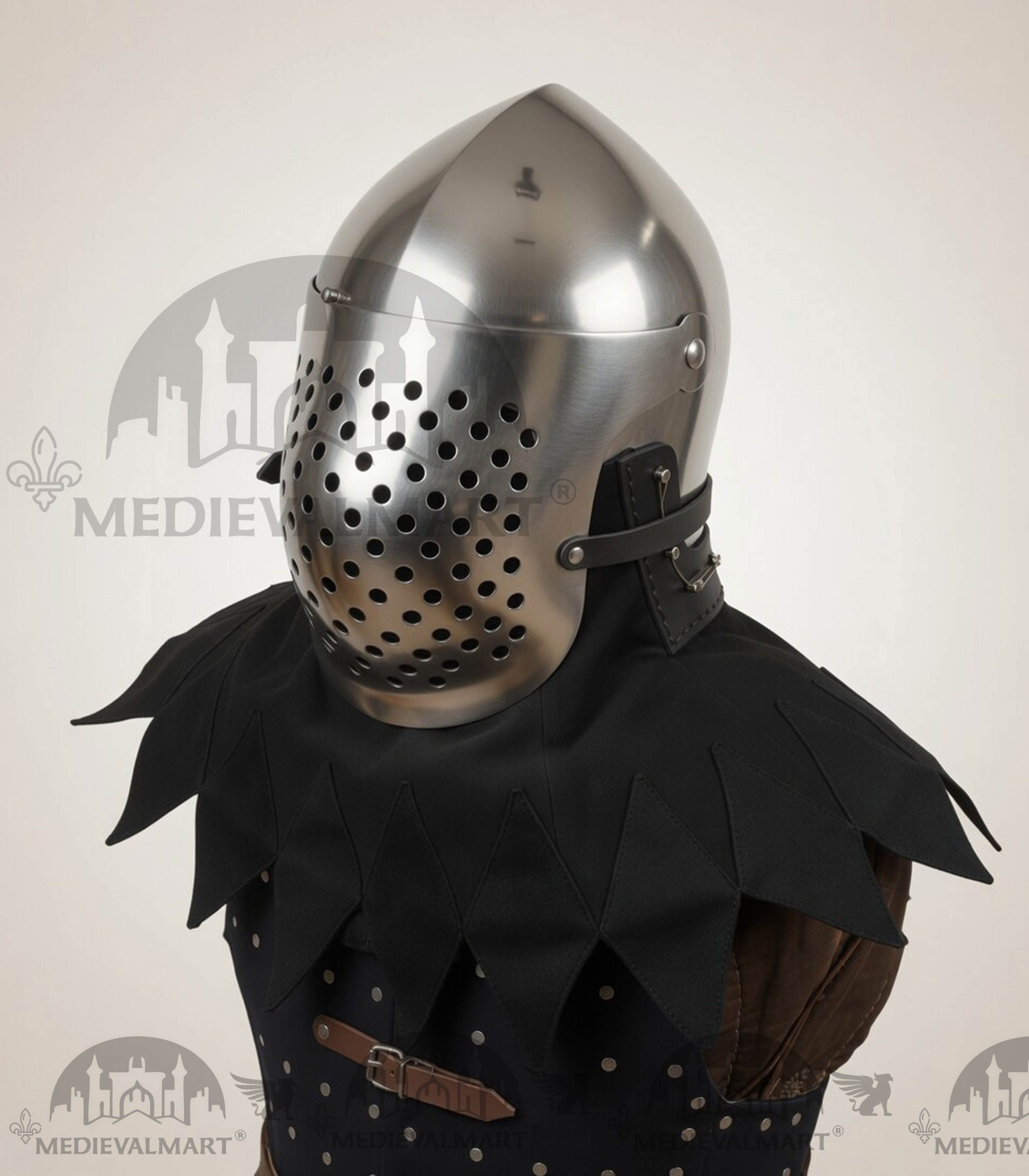 MEDIEVALMART Medieval Archaic “Eisenkopf” Bacinet Helmet Italian HMB; SCA "Bellifortis"