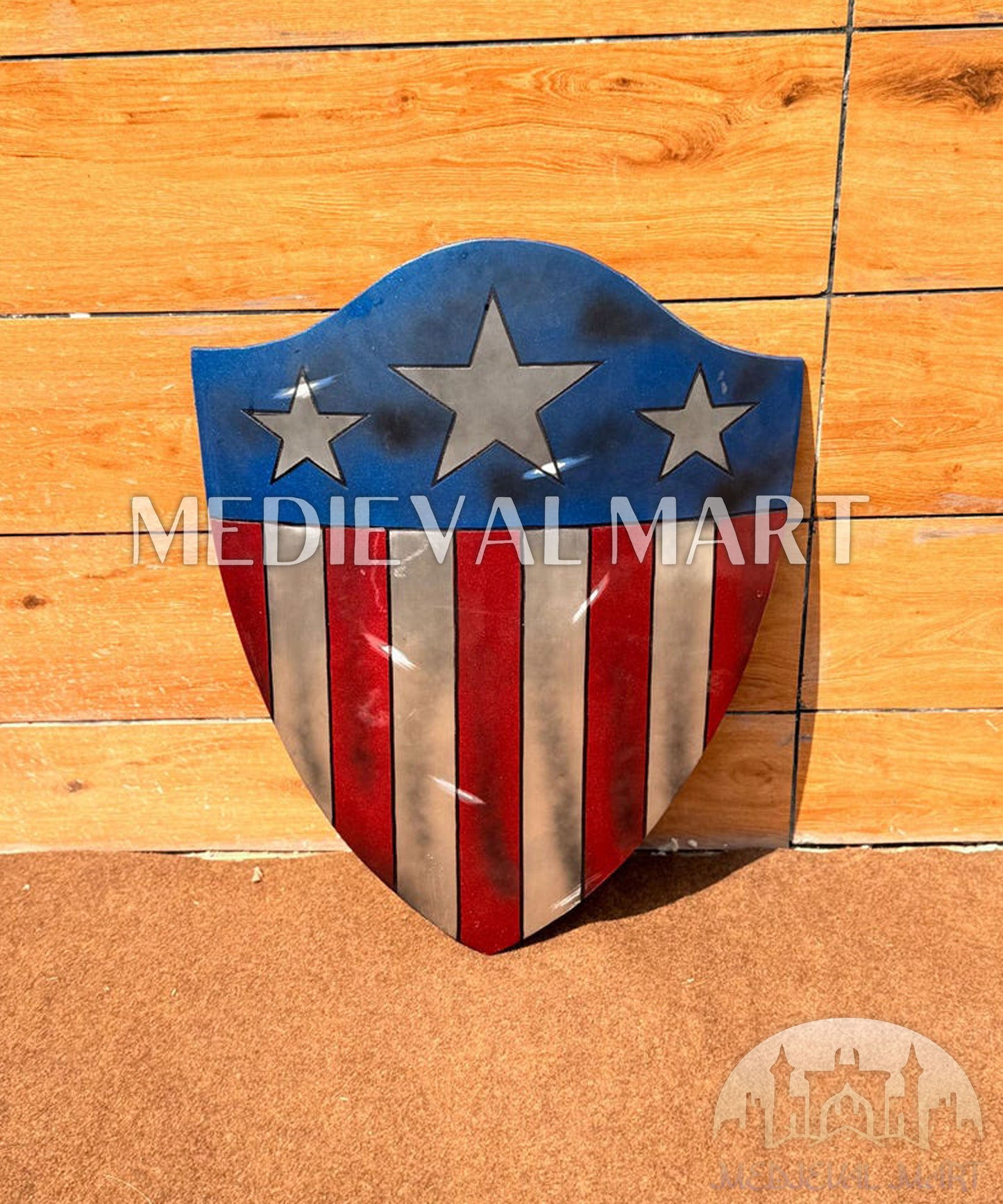 MEDIEVALMART Marvel Avengers Steve Rogers Damaged Shield 24" Inch | Gift for Son
