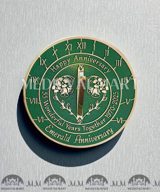 MEDIEVALMART 55th "Wonderful Years" Emerald Anniversary Sundial Clock Best Gift For Anniversary Day
