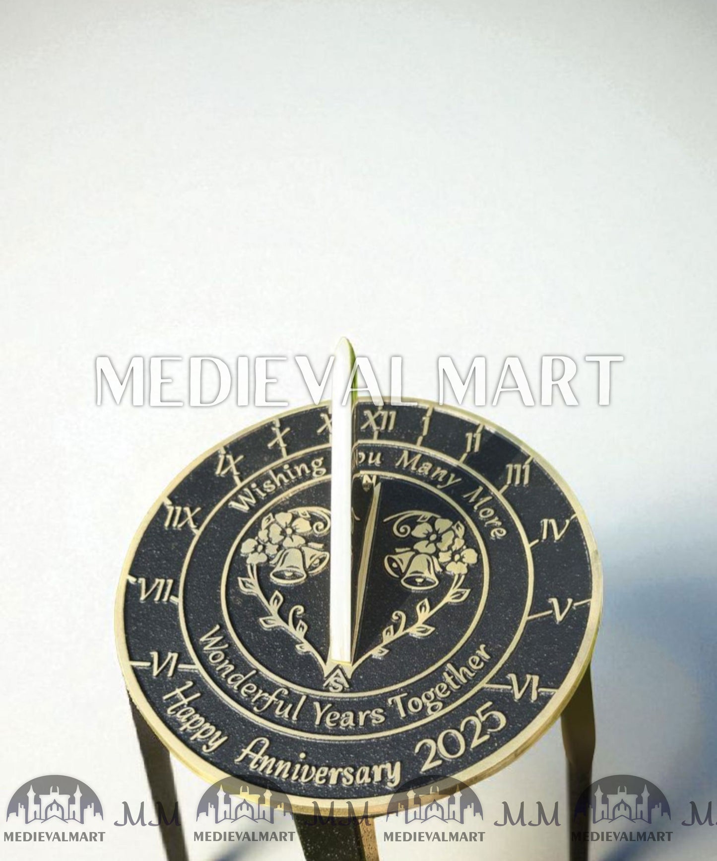 MEDIEVALMART "Wonderful Years" Happy Anniversary Sundial Clock Best Gift For Anniversary Day