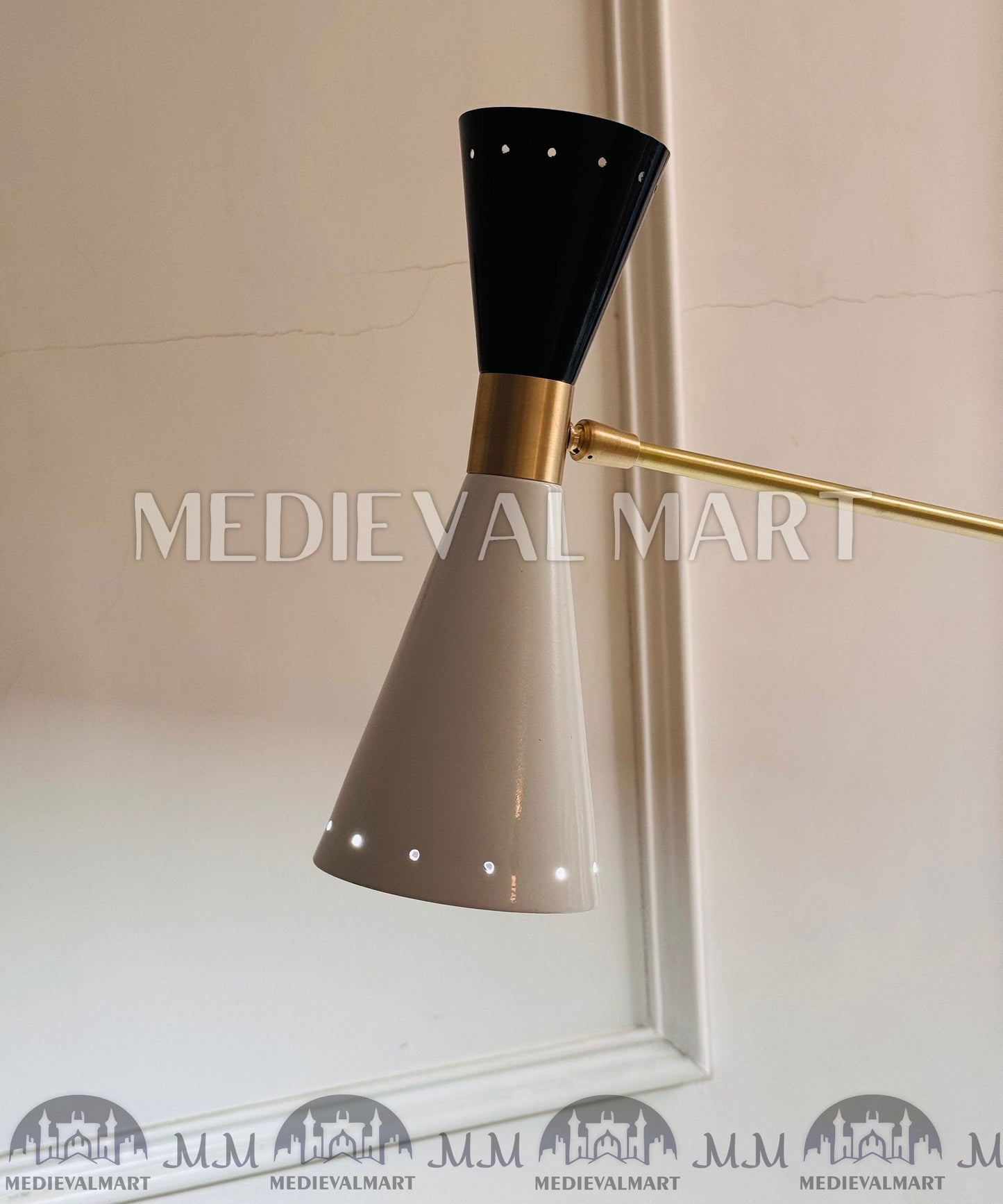 MEDIEVALMART Handmade Brass Adjustable Floor Lamp - Mid Century Modern Stilnovo Style