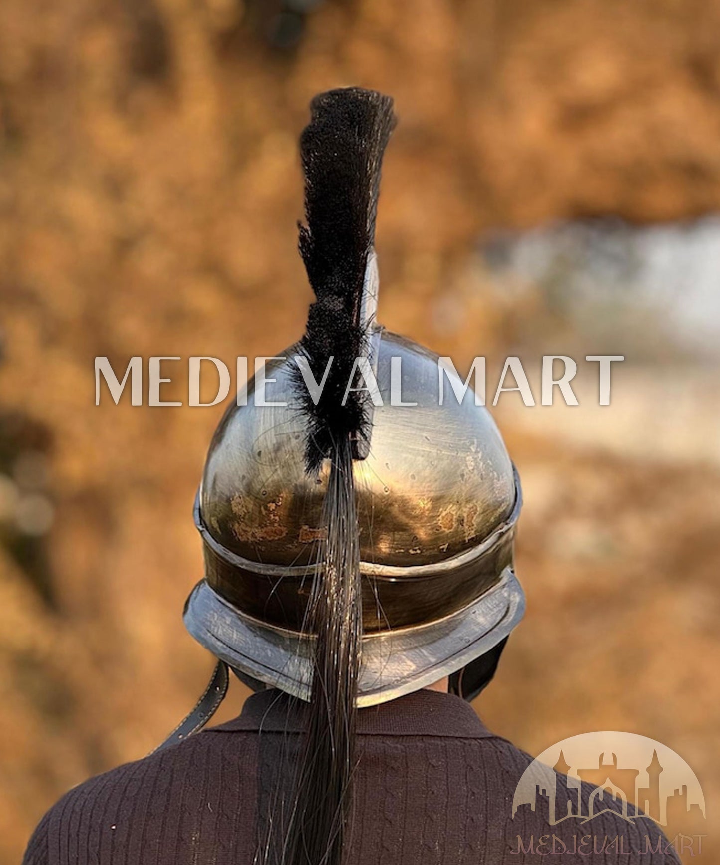 MEDIEVALMART "300" Movie King of Sparta Leonidas Silver Finish Helmet W/H Free Stand | 300 Props