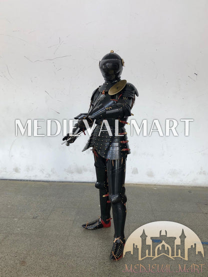 MEDIEVALMART Medieval Knight Katernbrust Full Body Armor Set W/H Sword