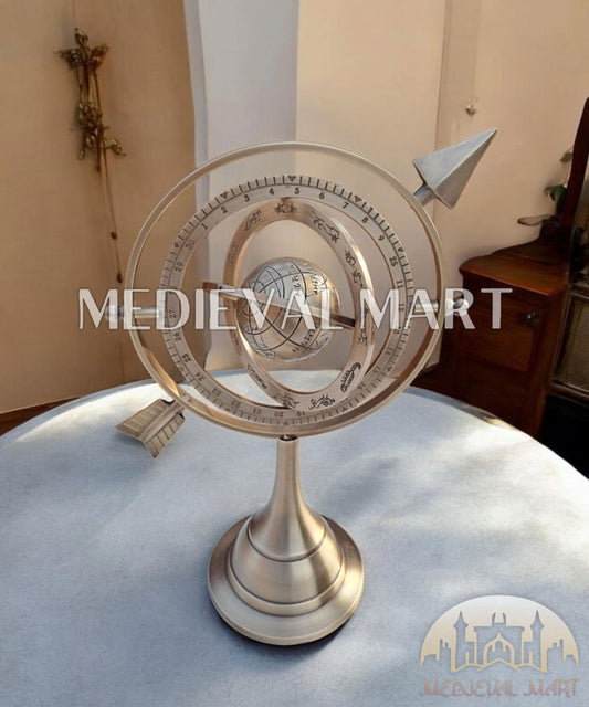 MEDIEVALMART Handmade Brass Armillary Sphere Globe: Antique Celestial Decor Gift for Christmas Day