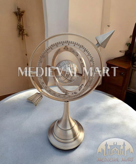 MEDIEVALMART Handmade Brass Armillary Sphere Globe: Antique Celestial Decor Gift for Christmas Day