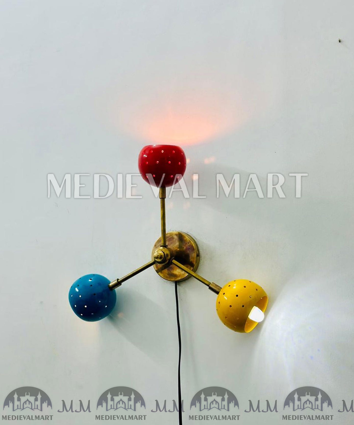 MEDIEVALMART Modern Brass Sputnik Wall Sconce: Multi Color Starburst Light
