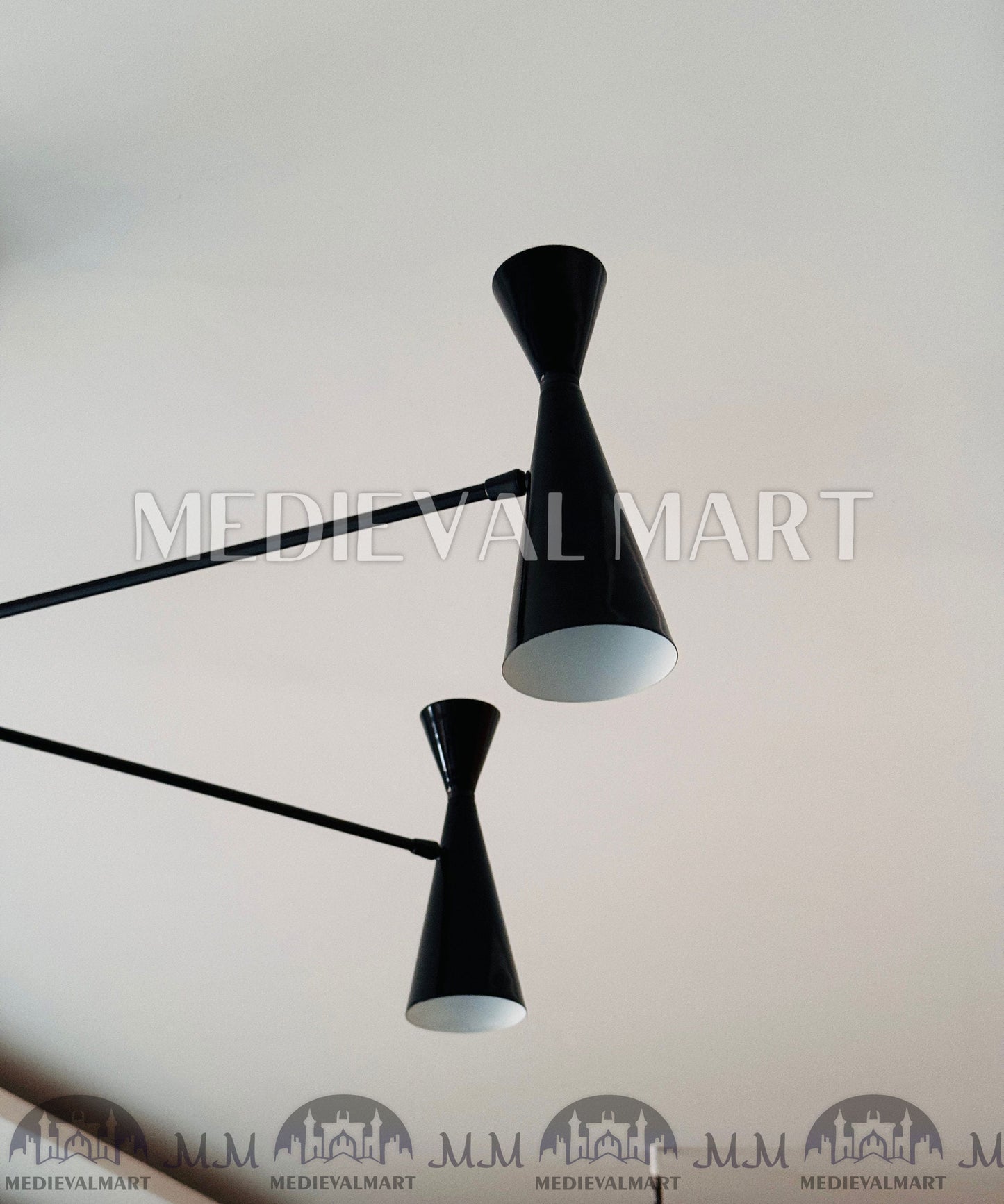 MEDIEVALMART Italian Mid Century Brass 6 Arms Modern Handmade Sputnik Chandelier