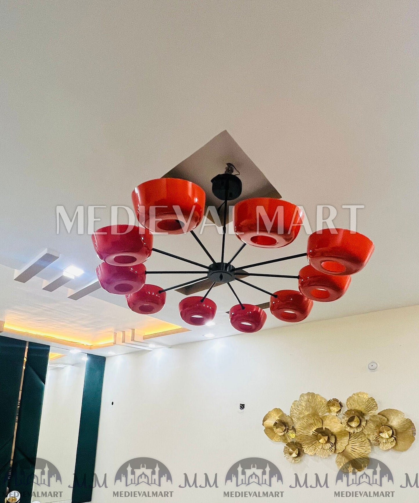 MEDIEVALMART Brass Sputnik Chandelier - 10 Arms Light Mid Century Beautifull Handcrafted Stilnovo Chandelier