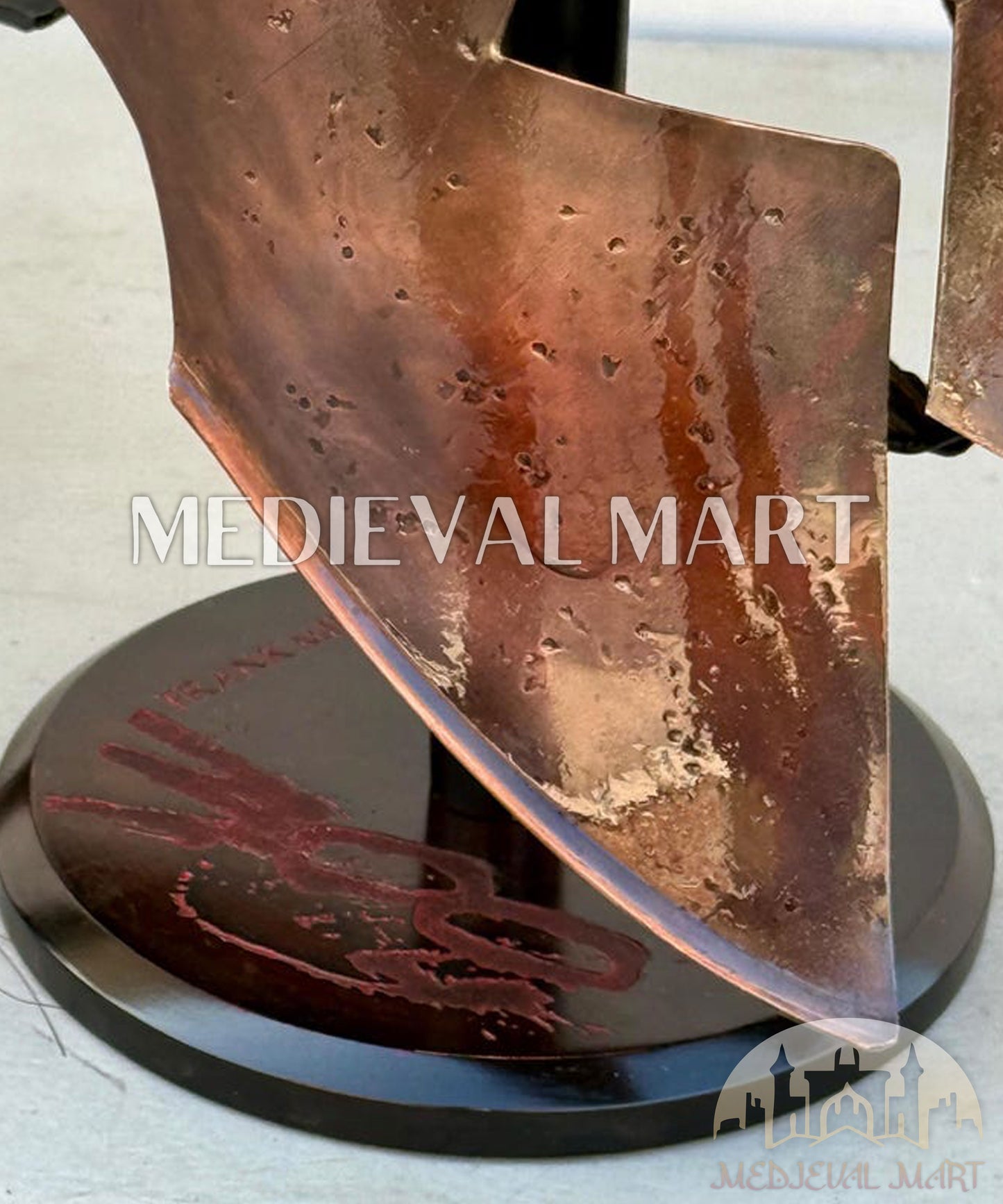MEDIEVALMART "300" Movie King of Spartan Leonidas After Battle Helmet W/H Free Stand | 300 Props