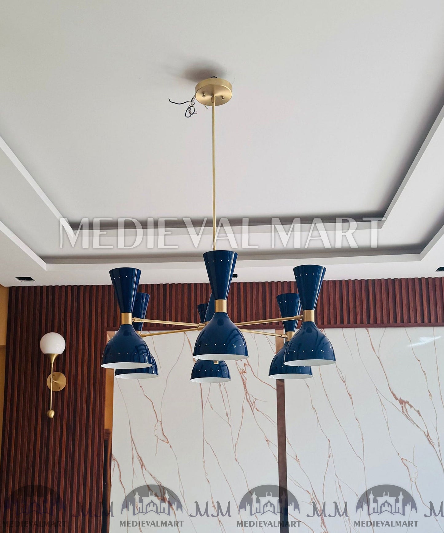 MEDIEVALMART Handcrafted Brass Sputnik Chandelier | Mid Century Modern 12-Light Fixture