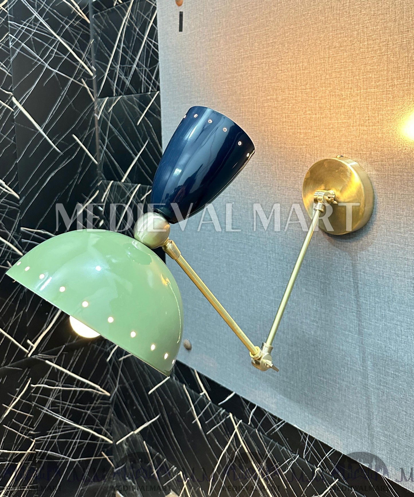MEDIEVALMART Mid Century Modern Wall Sconce: Adjustable Brass Reading Lamp