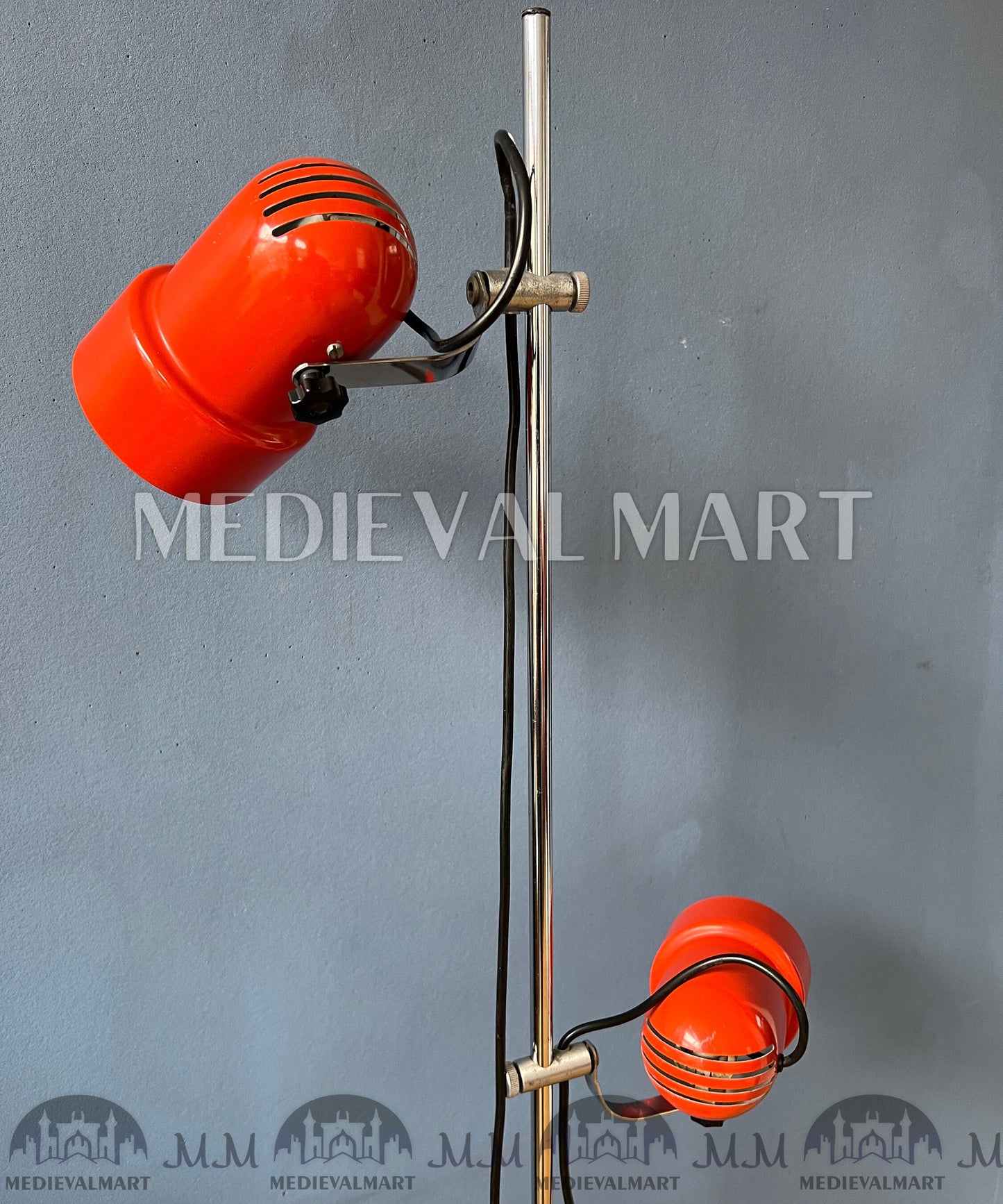 MEDIEVALMART 1960s Italian Red Mid Century Space Age Floor Lamp