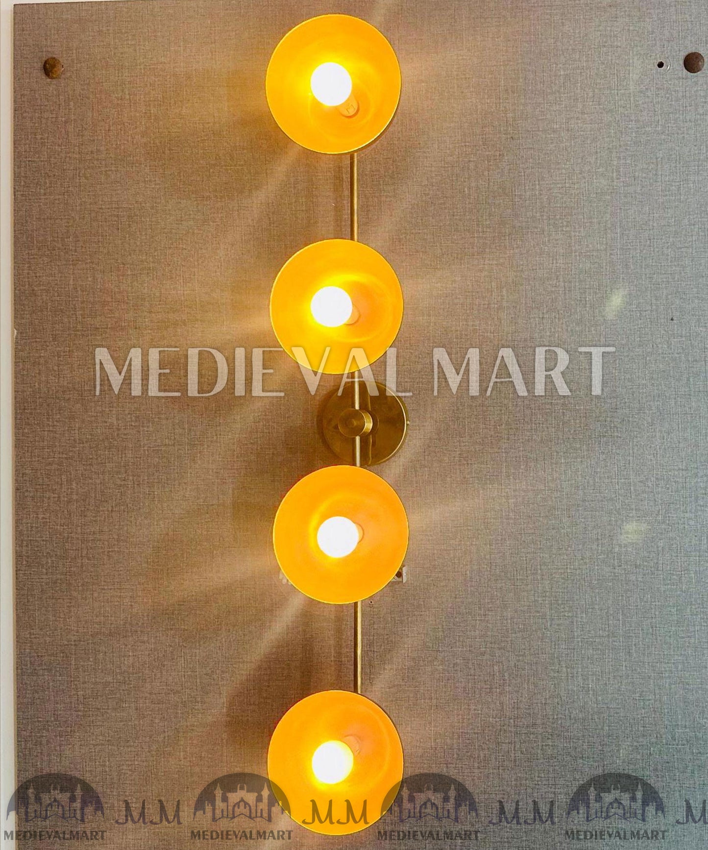 MEDIEVALMART Custom Brass 4-Bulb Vanity Light - Mid-Century Modern Wall Sconce