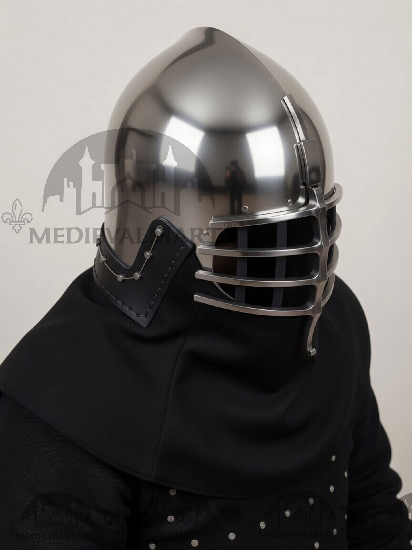 MEDIEVALMART Medieval Wolf Ribs Bacinet Helmet For HMB; SCA, Buhurt