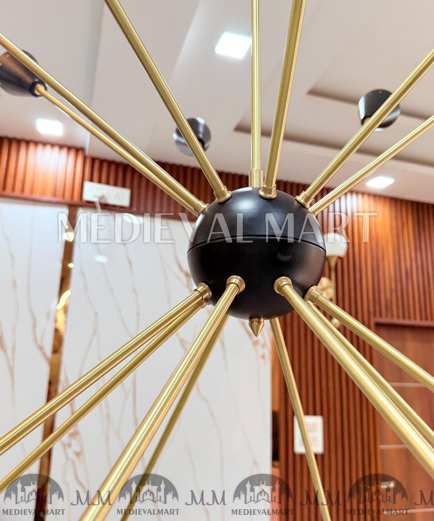 MEDIEVALMART Handmade Brass Sputnik Chandelier | Mid-Century Modern 16-Light Ceiling Fixture