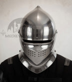 MEDIEVALMART Gothic Armet Helmet – Medieval Full Face Steel Helmet for LARP & Reenactment