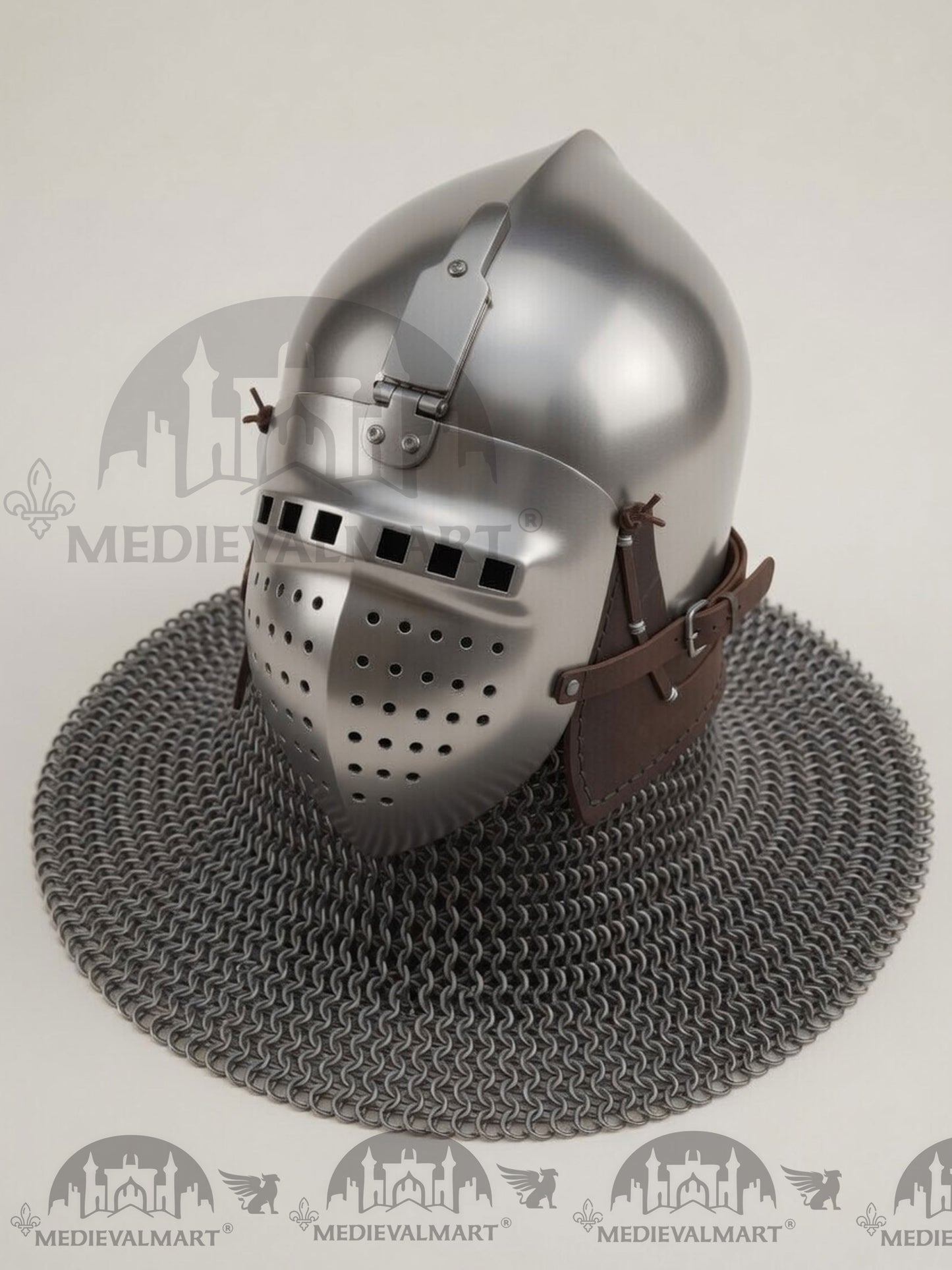 MEDIEVALMART 14th-Century Medieval LOB Nurnberg Klappvisor Combat Helmet