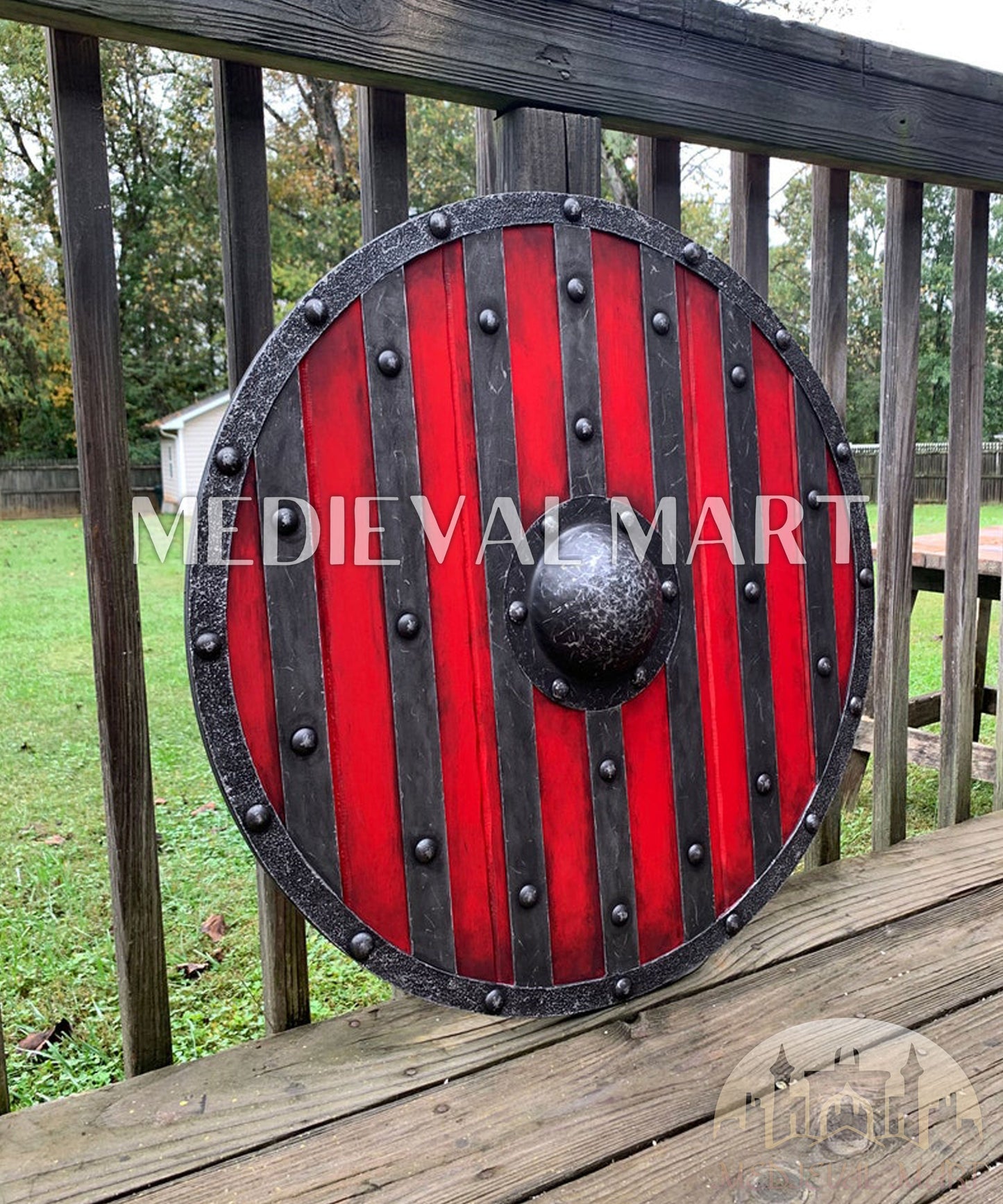 MEDIEVALMART Viking's Valhalla King Bjorn Ironside  Authentic Battleworn Viking Wooden Shield | Gifts For Dad