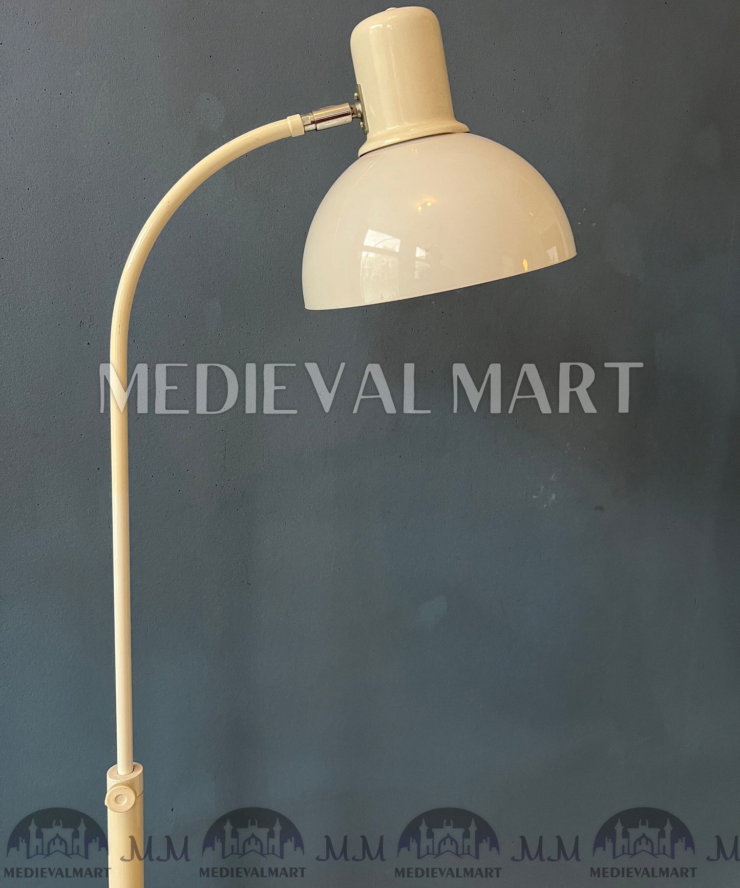 MEDIEVALMART Vintage Beige Mid Century Floor Lamp with Plexiglass Shade
