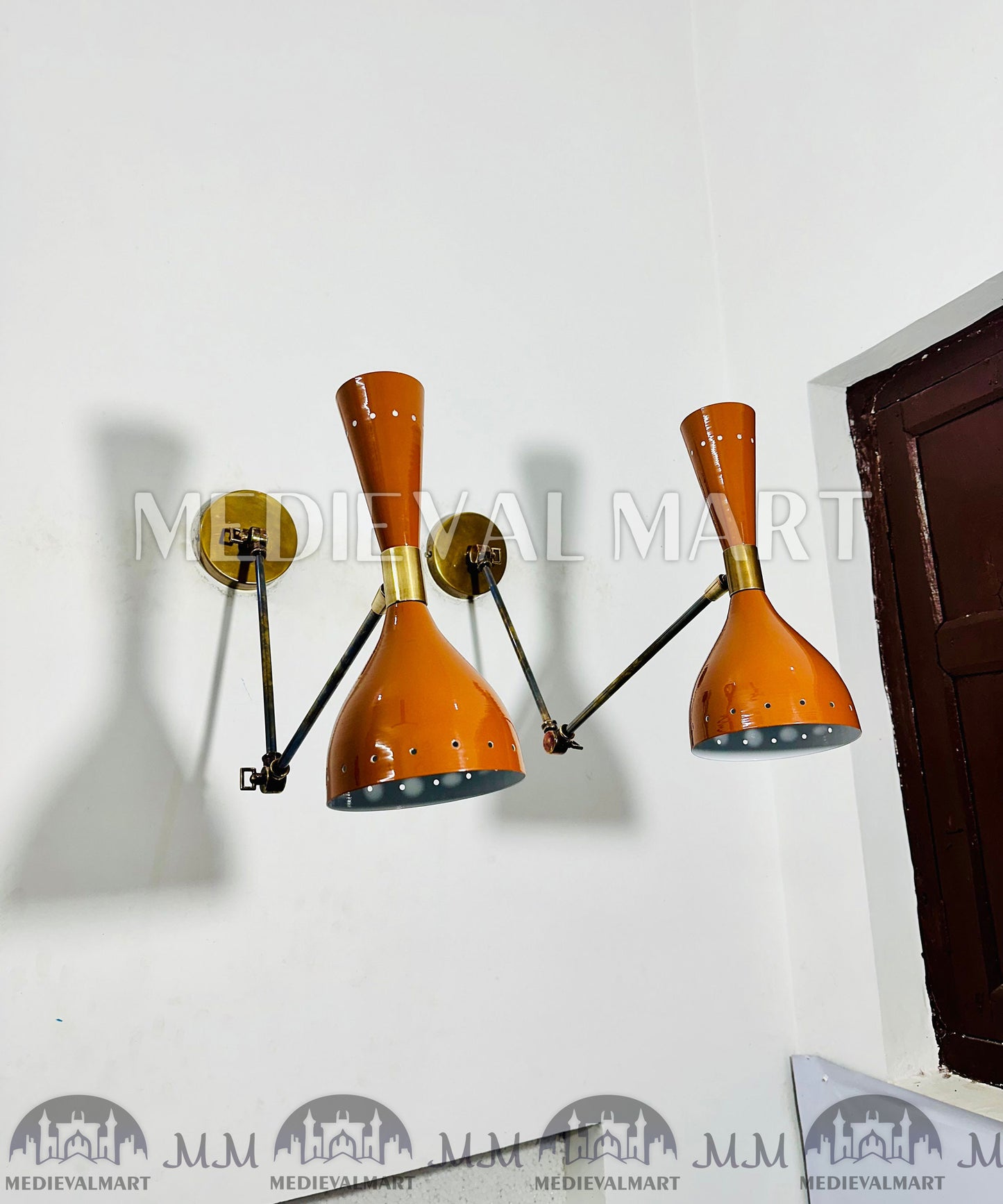 MEDIEVALMART Mid Century Italian Stilnovo Sconce Lighting Pair Reading Lamp Fixture Adjustable