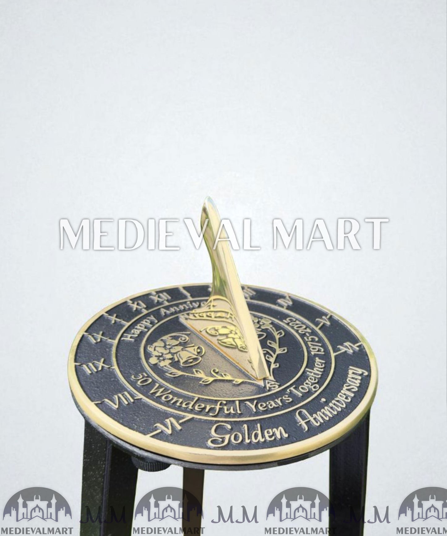 MEDIEVALMART 50th "Wonderful Years" Golden Anniversary Sundial Coral Gift For Parents Anniversary
