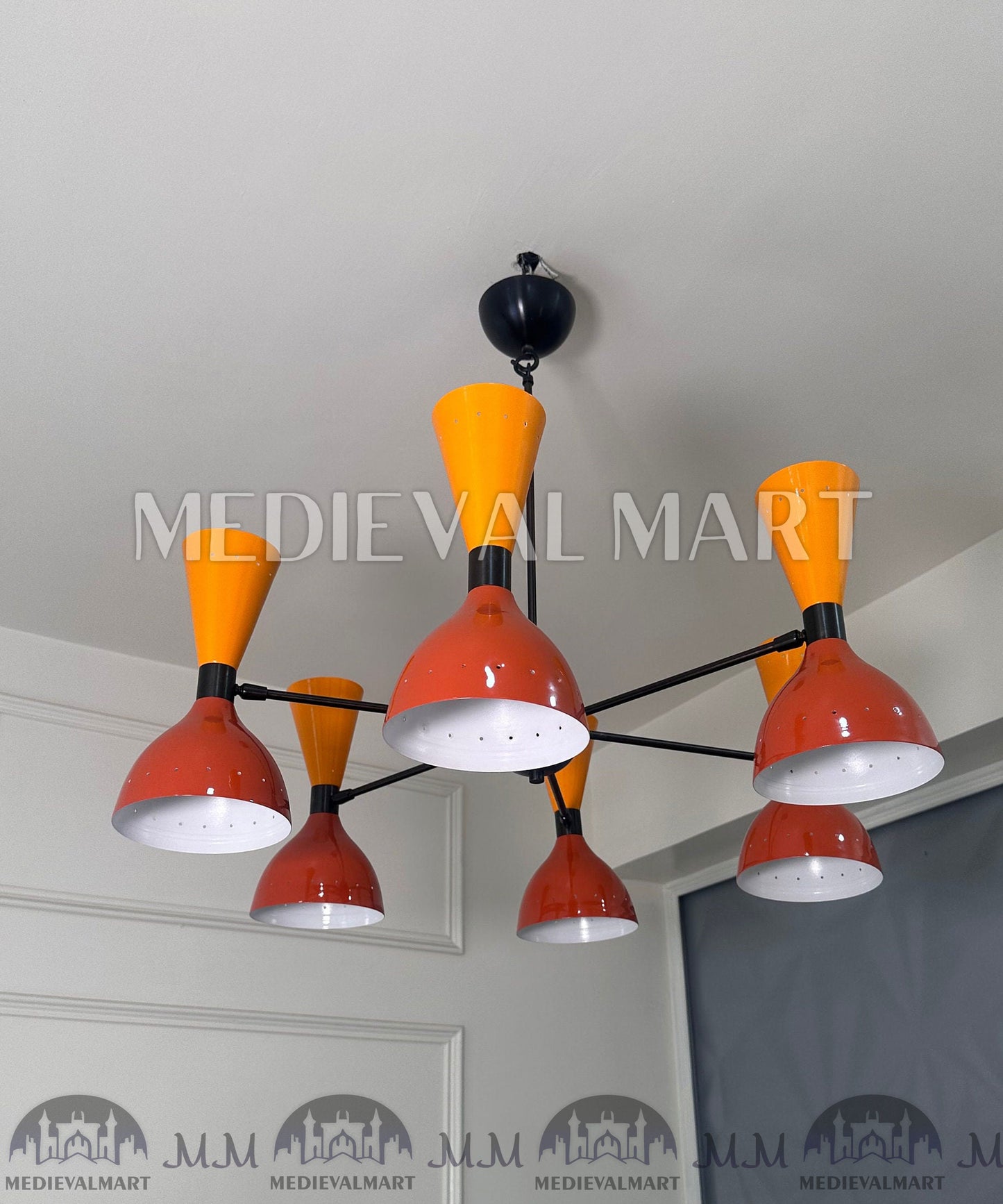 MEDIEVALMART Modern Handcrafted Brass Sputnik Chandelier Mid Century Modern Light Fixture