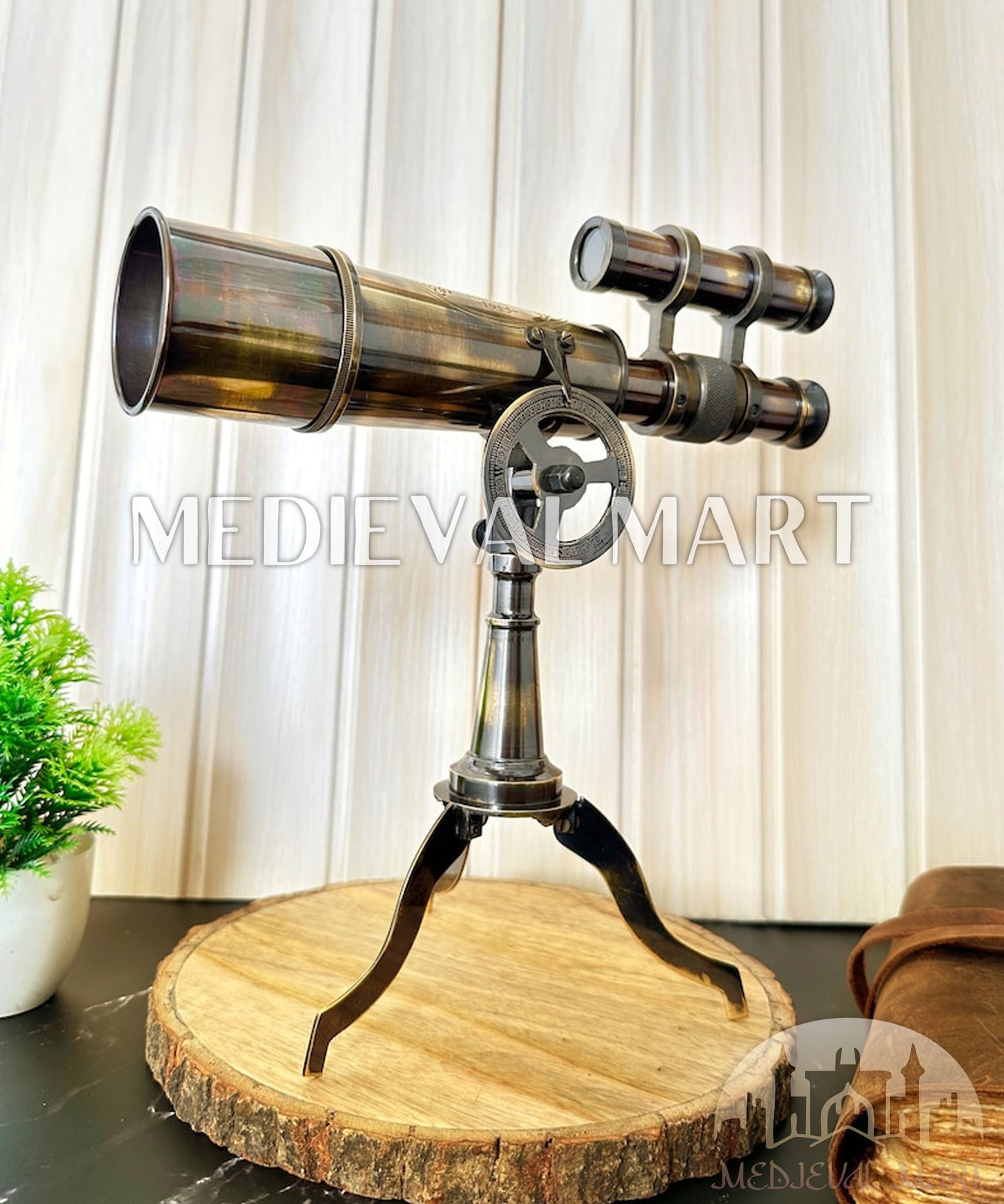MEDIEVALMART Nautical Antique Telescope with Tripod, Corporate Gift, Groomsmen Gift
