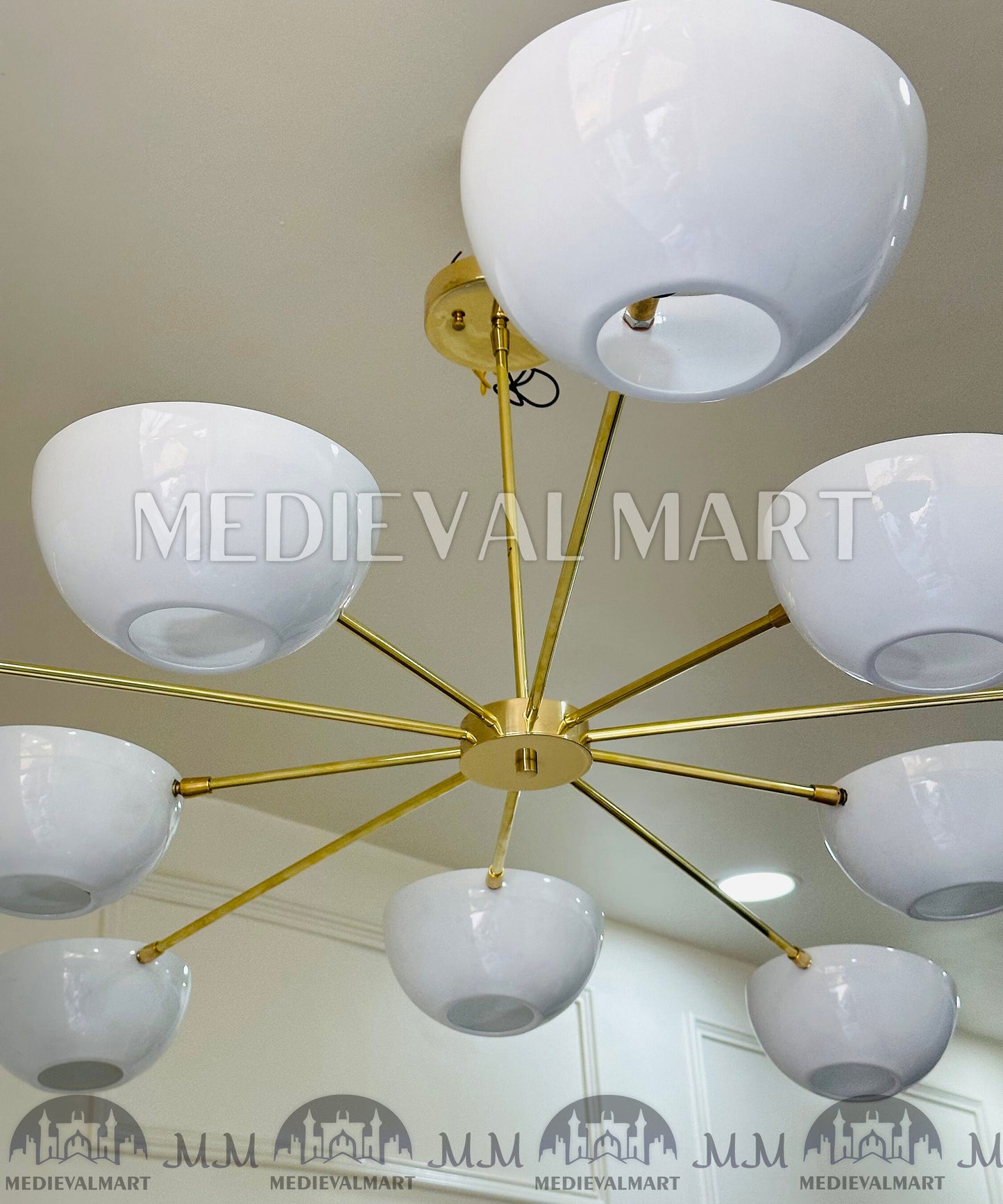 MEDIEVALMART Handcrafted Brass Sputnik Chandelier - Mid Century Modern Italian Design