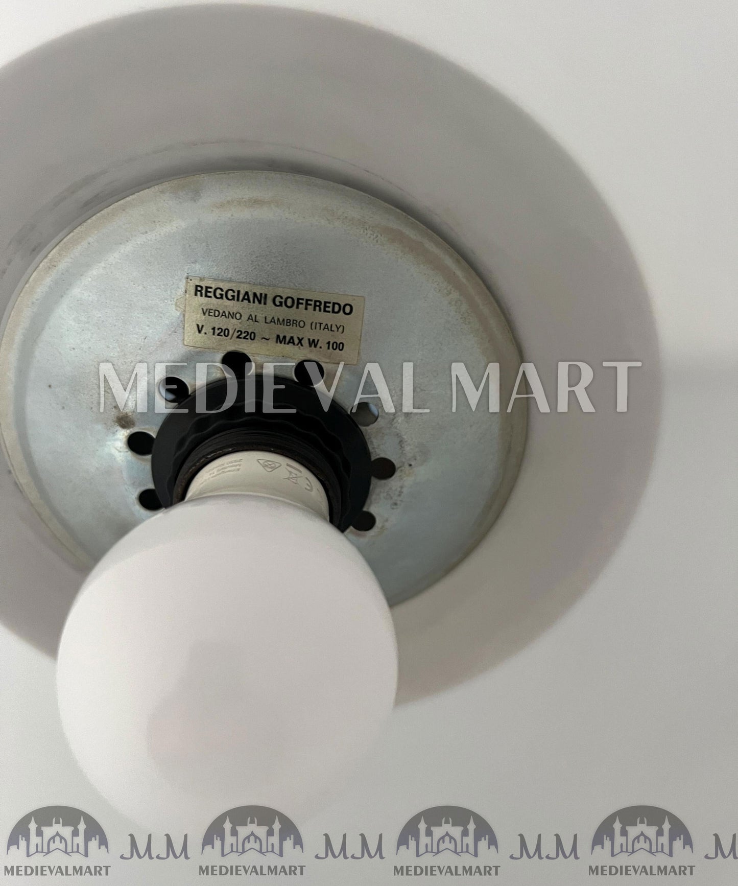 MEDIEVALMART Italian Mid Century Goffredo Reggiani Arc Floor Lamp with White Plexiglass Shade