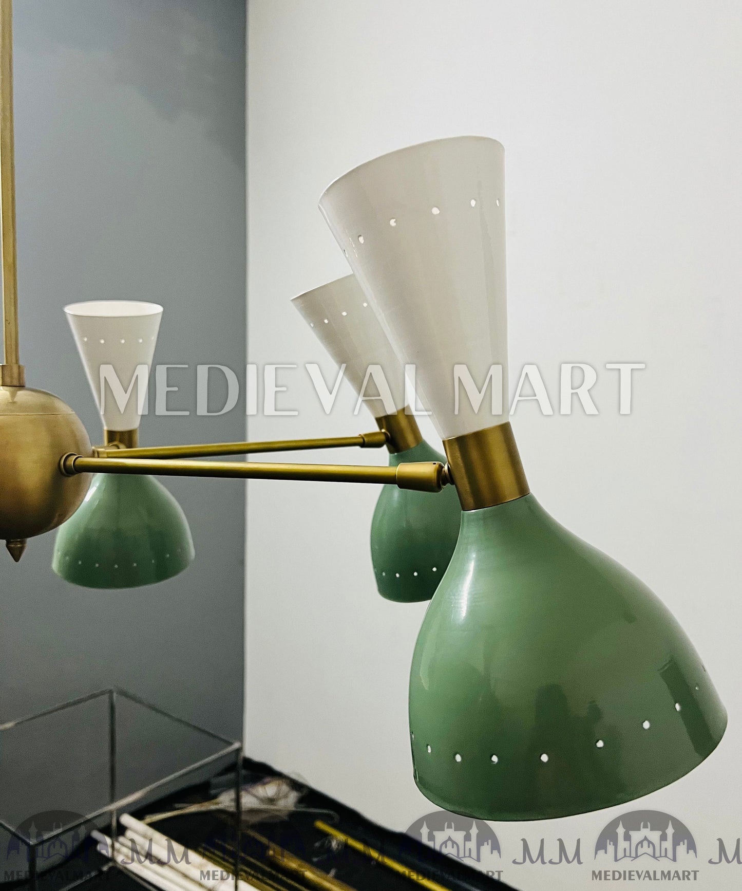 MEDIEVALMART Beautiful Mid Century Stilnovo Style Modern Brass Sputnik Chandelier (6 Arms 12 Light)