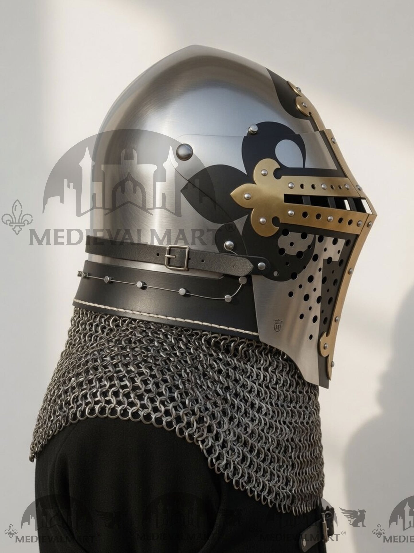 MEDIEVALMART 4th-Century Alexander “Monarch” Edition ROA Helmet W/H Golden Cross