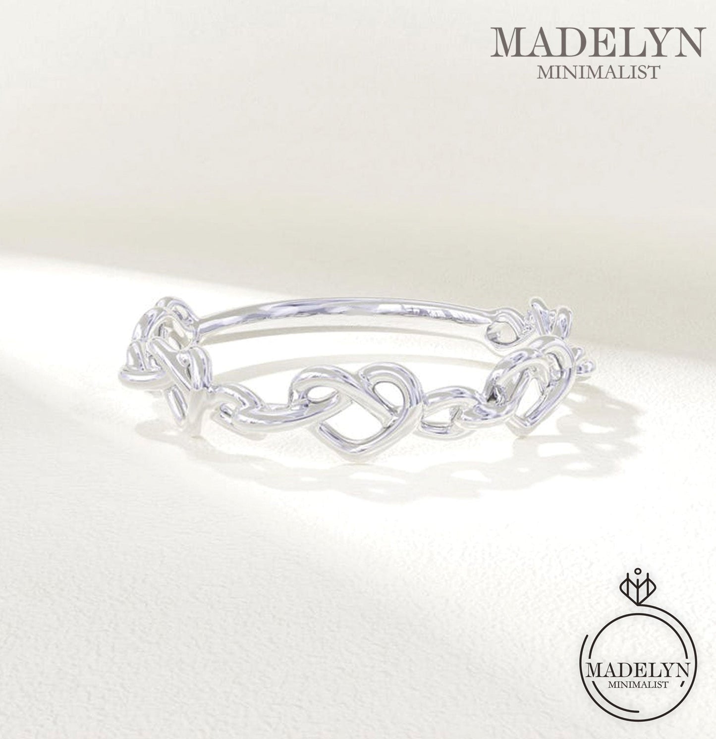 MADELYN MINIMALIST 14k Solid Gold Twisted Wire Pretzel Heart Ring, Minimal Barbed Wire Midi Ring | Gift for Her or Wife