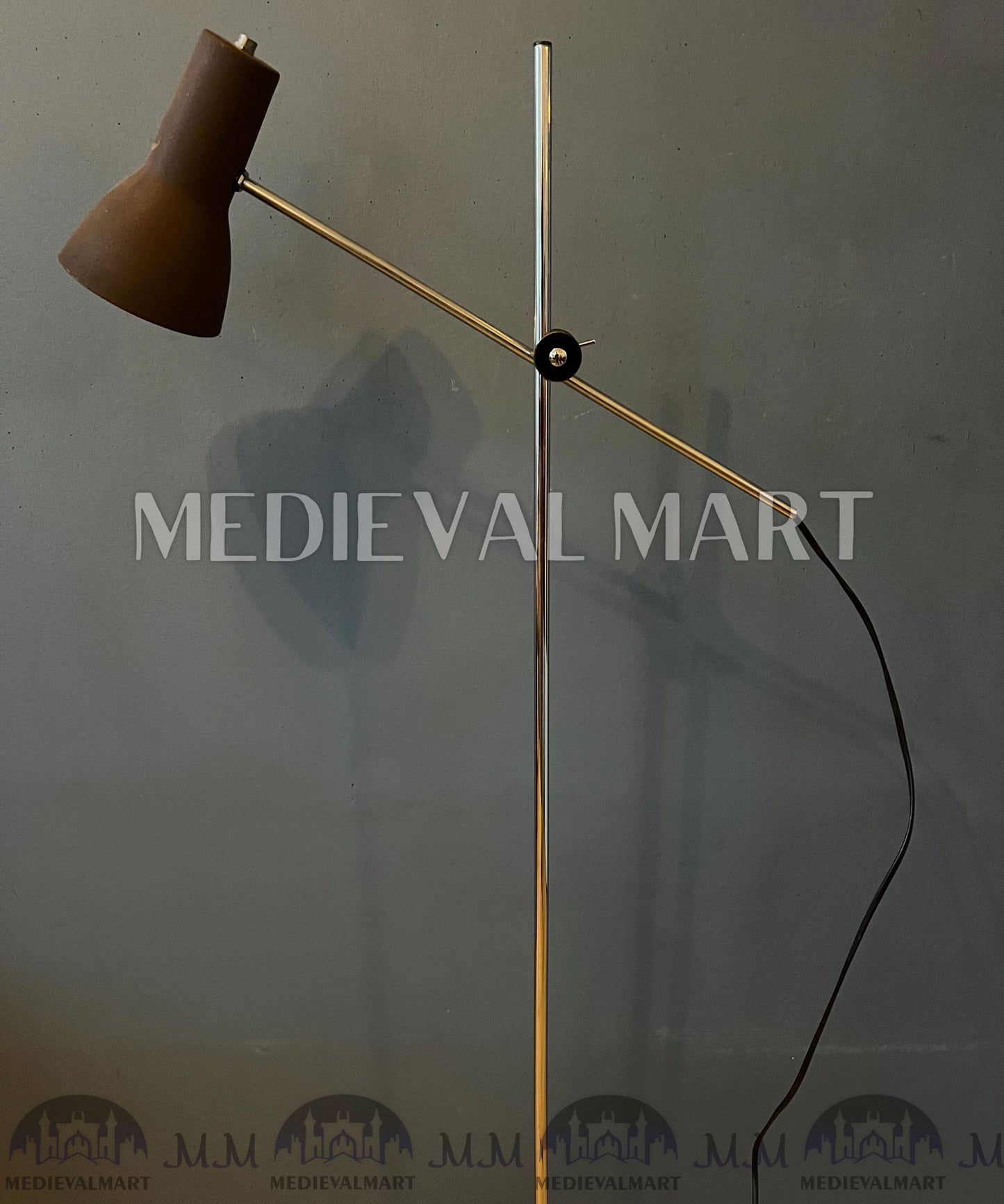MEDIEVALMART Vintage Italian Mid Century Adjustable Brown Floor Lamp