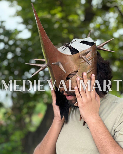 MEDIEVALMART Bronze Finish Nazgul Helmet W/H Free Stand | LOTR Props